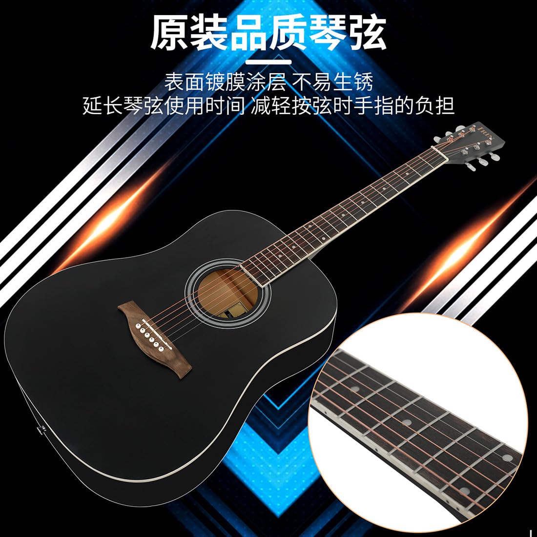 Gitara akustyczna, gitara 104 cm, gitara ludowa, gitara dla dorosłych, dla początkujących, zaokrąglona, ludowa gitara akustyczna, instrument oskubany, instrument gitarowy, gitara akustyczna, gitara