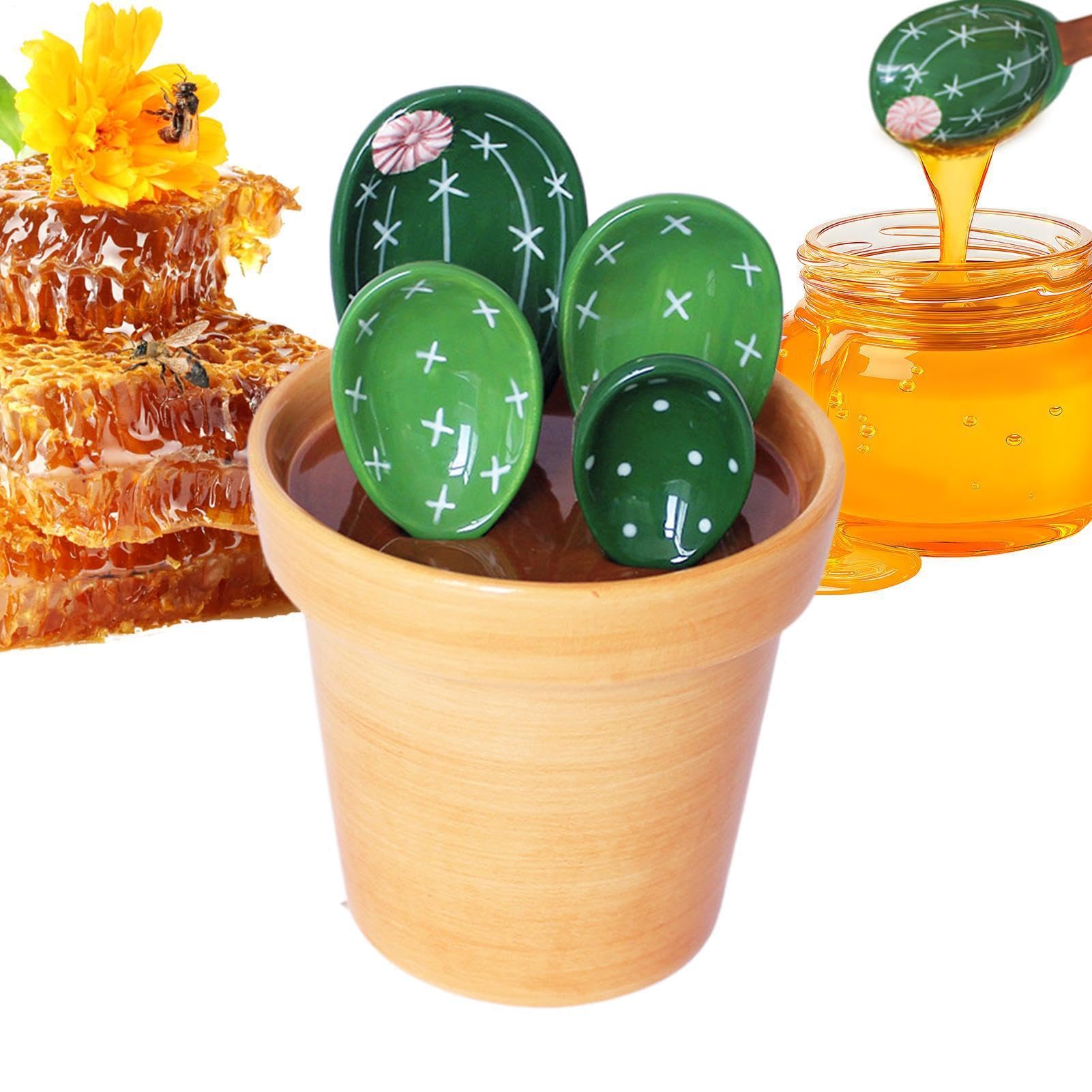 Messlöffel - 4-Teiliges Keramik-Set Mit Aufbewahrung | Küchenlöffel Messwerkzeuge - Für Pulver, Zucker, Salz, Gewürze, Zuhause, Wohnung, Bauernhaus Und Restaurant