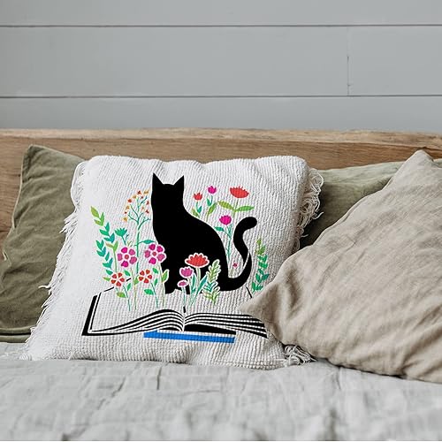 Miniatura 5 de FINGERINSPIRE Plantilla de plantilla de gato de 11.8 x 11.8 pulgadas, plantilla de pintura de flores silvestres, plantilla de plástico grande para