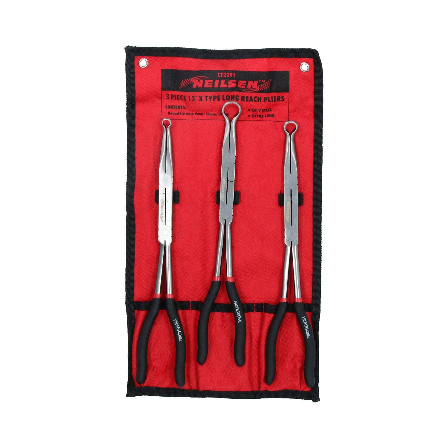 Double Jointed Extra Long Round Nose Hose Pliers for 8mm 13mm + 19mm Pipe
