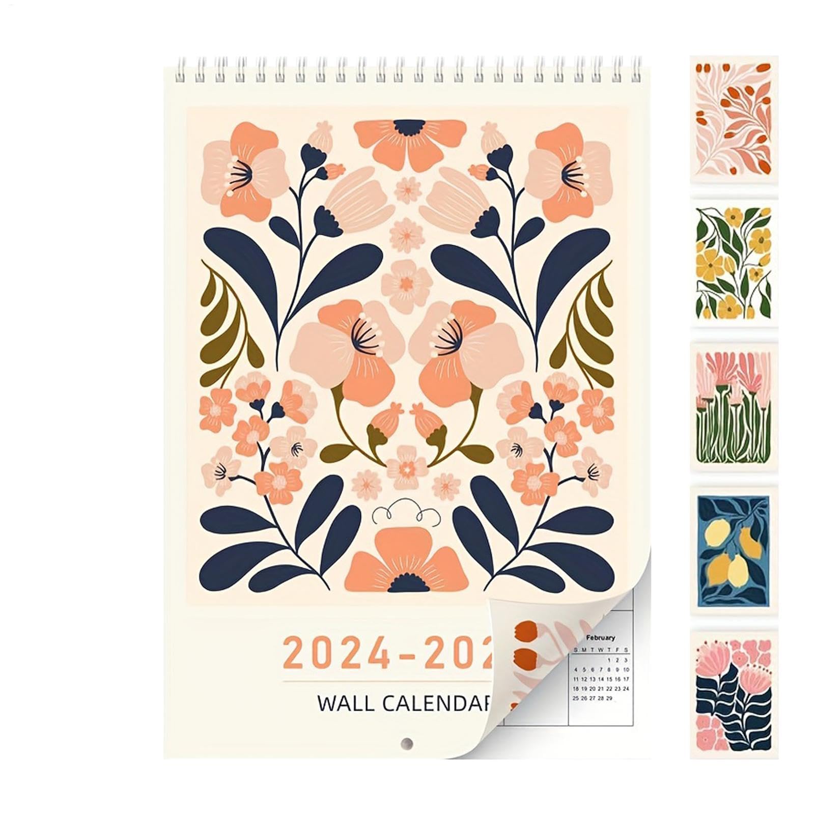 Calendario De Pared 2025 - Calendario De Pared De Arte Abstracto, Calendario De Pared Estético, Calendario Mensual De Planificador Familiar 2025, Calendario De Diseño Floral, Para Decoración Del Hogar