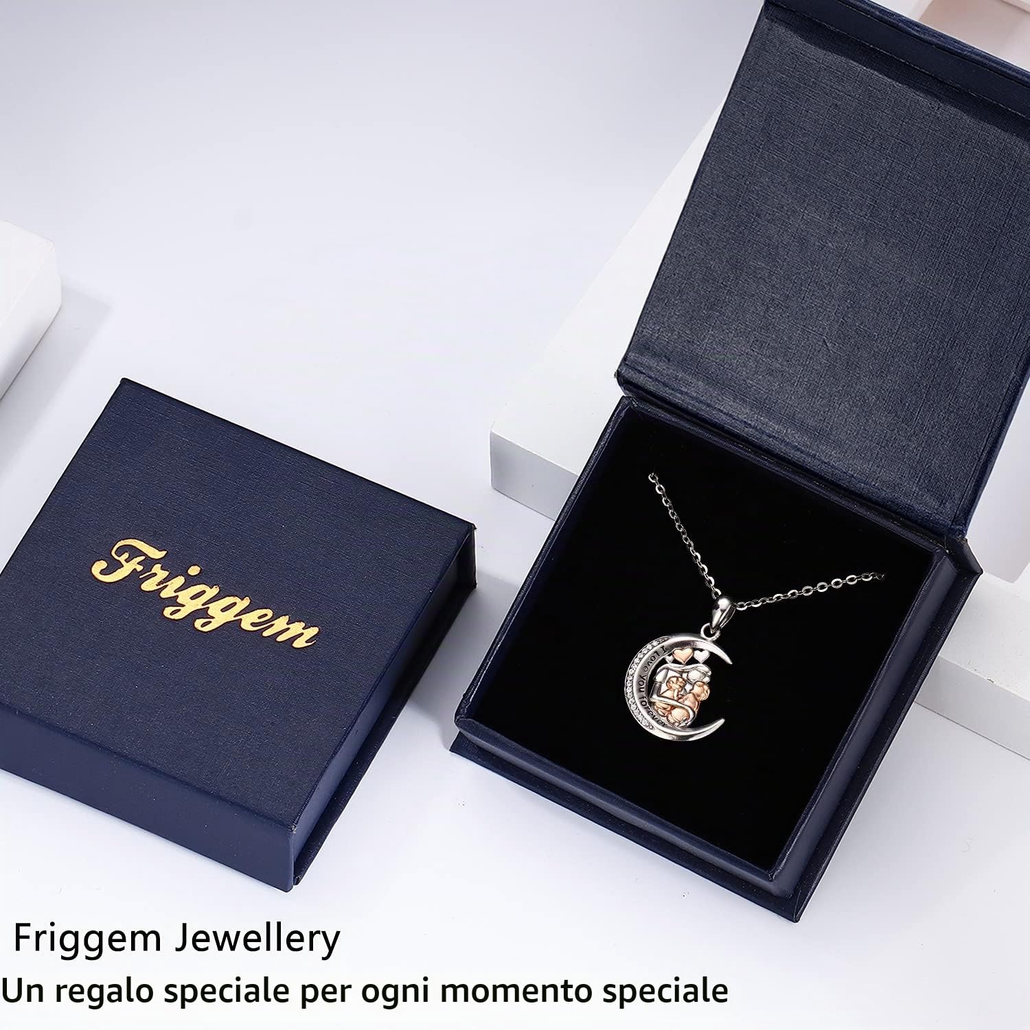 Collana Madre e Figlio in Argento Sterling 925, Collana con Ciondolo Cuore Amore Madre e Figlia, Regalo Gioielli per Donna Mamma Madre Fidanzata Moglie Nonna Figlia