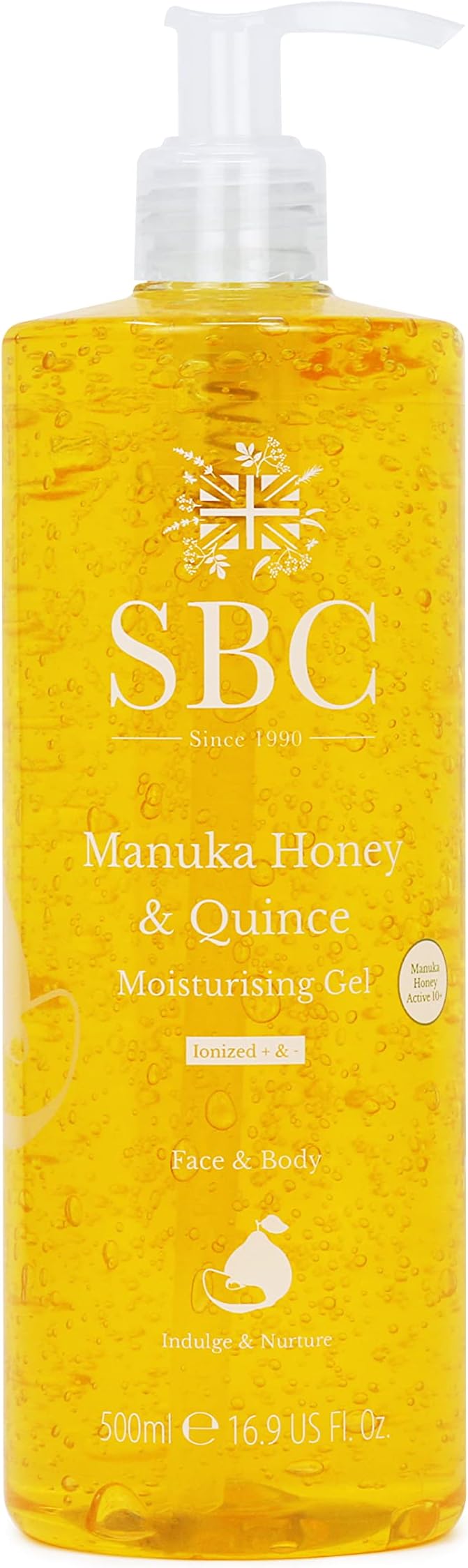 SBC Skincare Manuka Honey & Quince Moisturising Gel - 500ml | Face And Body Moisturiser | Water-Based Gel Moisturiser | Soothing Moisturiser For All Skin Types