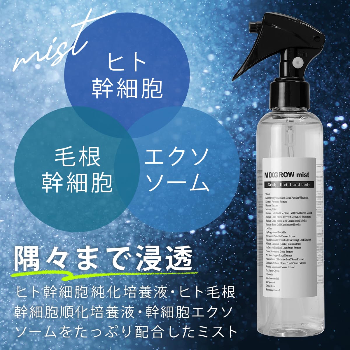 Amazon | MIXGROW mist 全身美容液 ヒト幹細胞順化培養液 毛根幹細胞