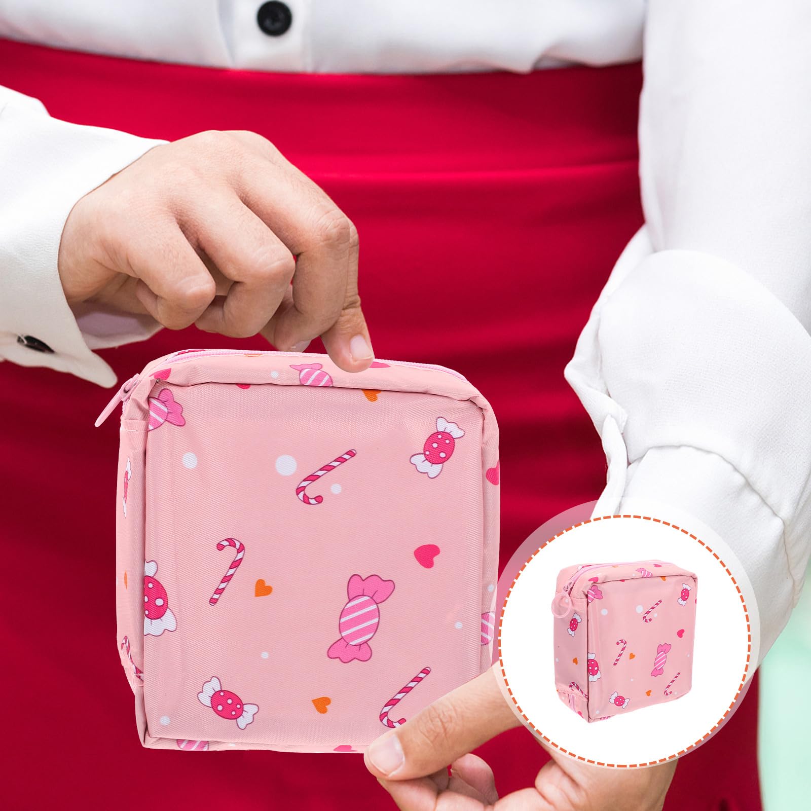 Bolsa de Almacenamiento para Higiene Menstrual Grande de Poliéster Rosa | Portátil y Multifunción, Uso Escolar y Exterior, Estilo Chic y Bonito para Chicas