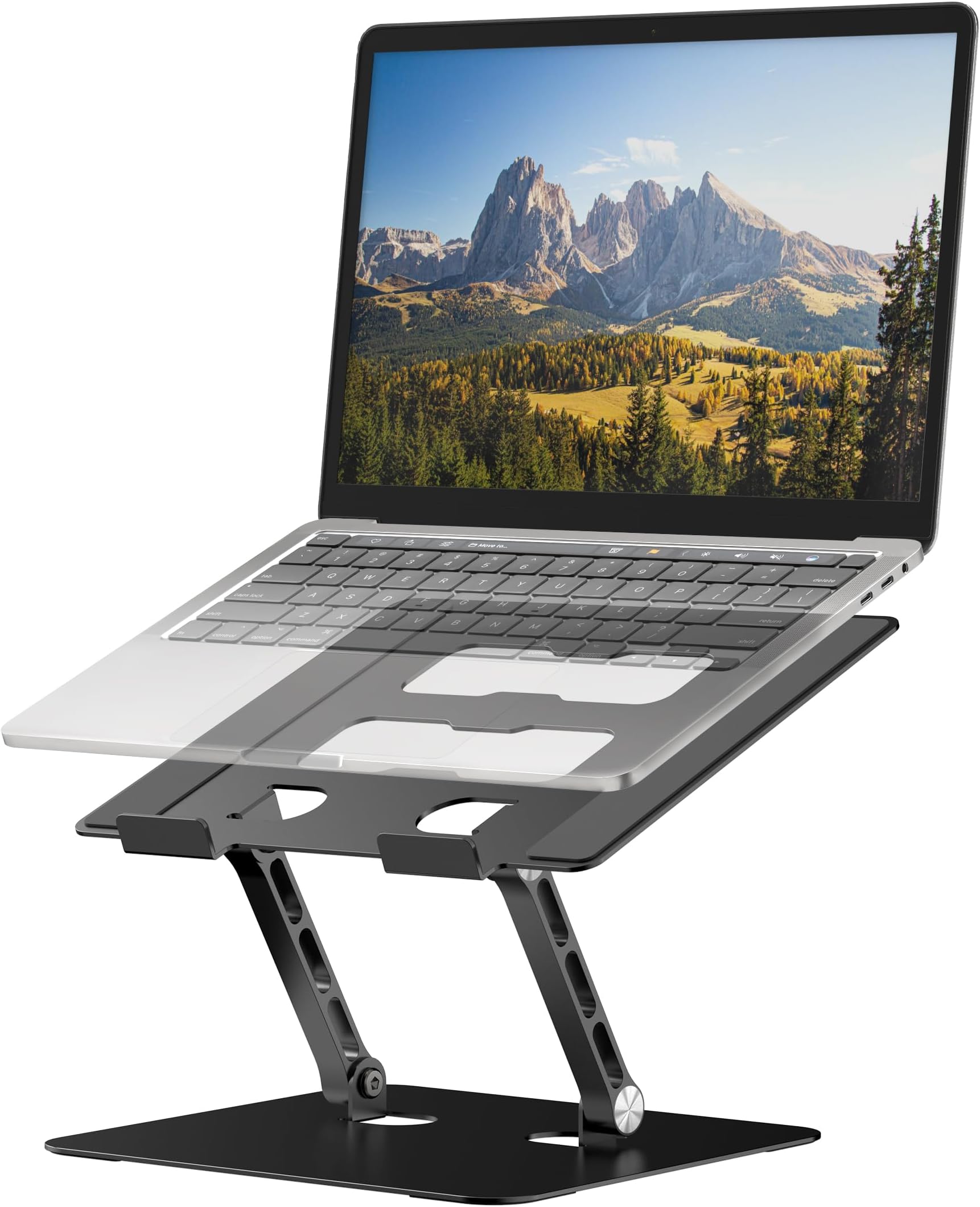 YTechAdjustable Laptop Stand,Ergonomic Foldable Notebook Computer Holder.Compatible with MacBook iPad Dell HP Lenovo ThinkPad Acer ASUS Samsung and More 10-17" Laptops Tablets,Black