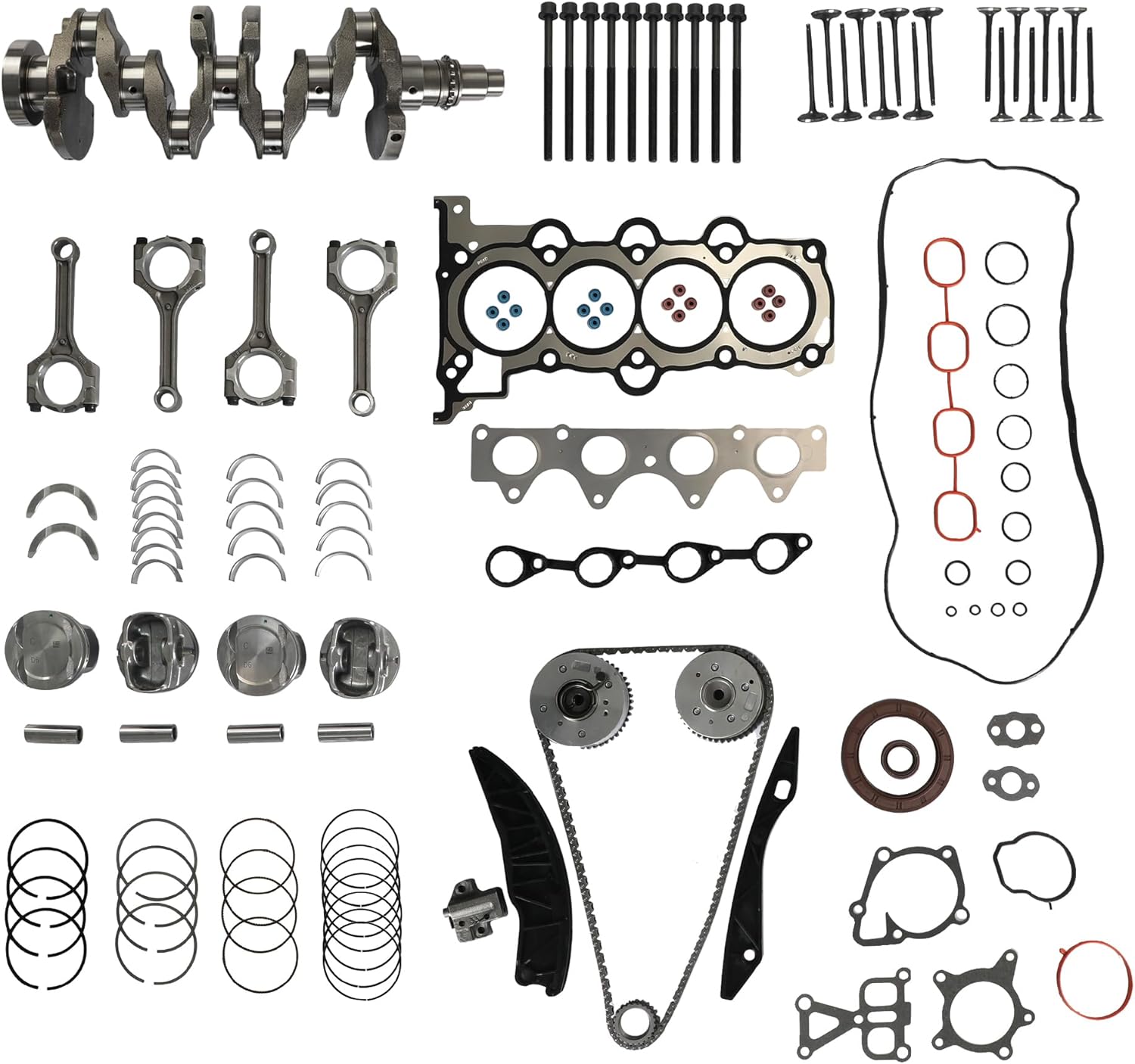 G4FG G4FC 1.6 Engine Rebuild Overhaul Kit w/Crankshaft & Con Rods Timing Chain Set Fit For Hyundai Tucson Accent Elantra Kia Sportage Rio Soul 2012-2017 23041-2B600