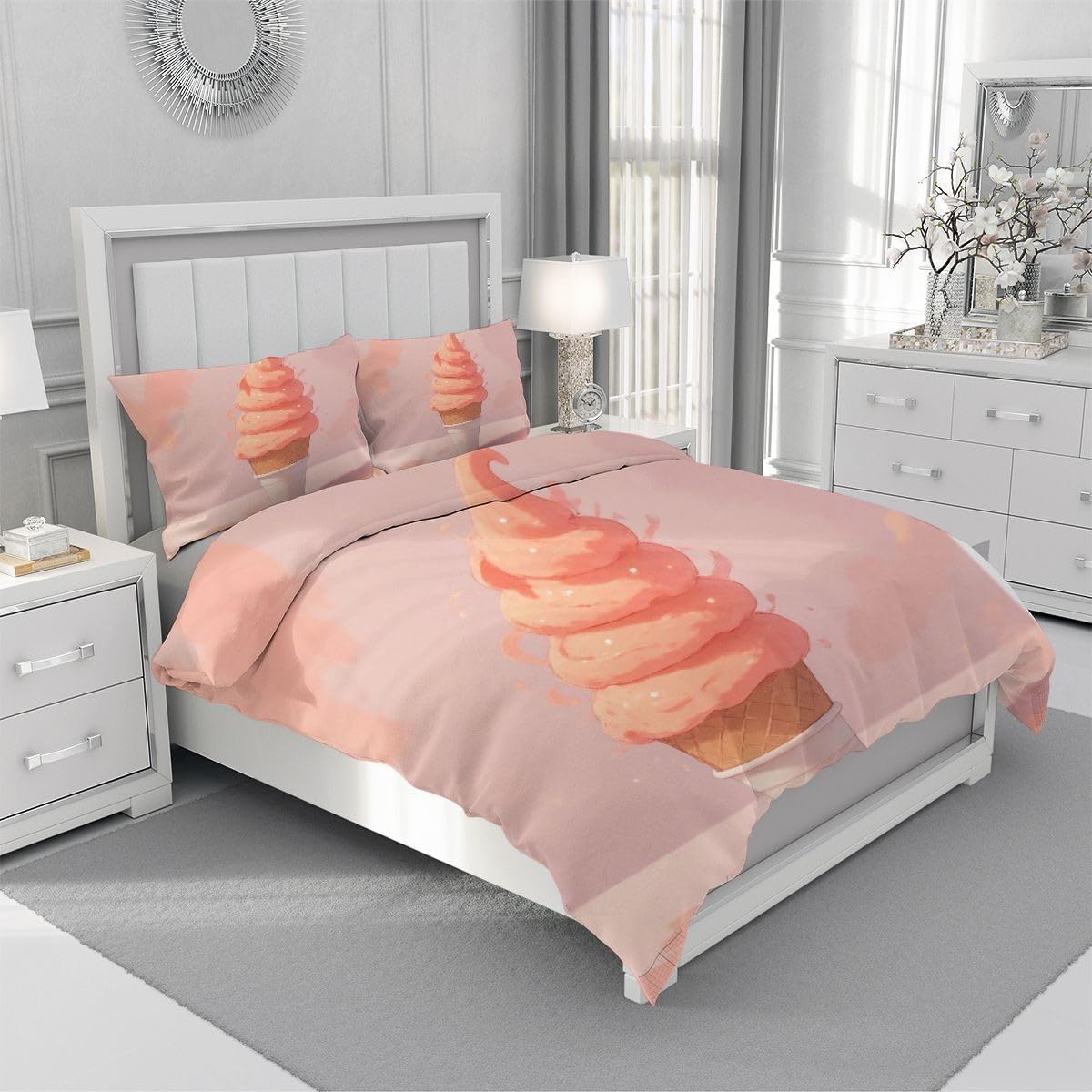 Set di Copripiumino Matrimoniale 240x260 cm Gelato Rosa A5802