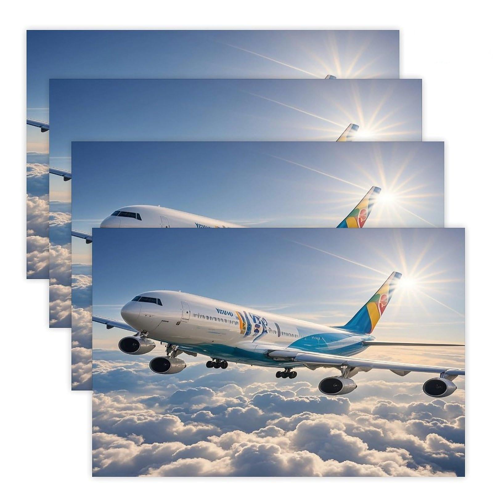 Airplane Placemats Flax Place Mats for Dining Table Rectangle Non-Slip Table Mats Heat Resistant Washable Placemat for Kitchen Home Decor Party Outdoor 12" X 18"
