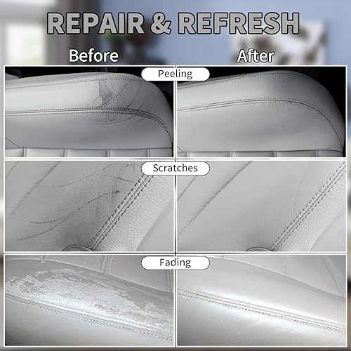 Miniatura 10 de Bálsamo de recoloración de cuero, kit de reparación de cuero para muebles y vinilo, tinte de cuero, restauración y renovación para sofás, asientos