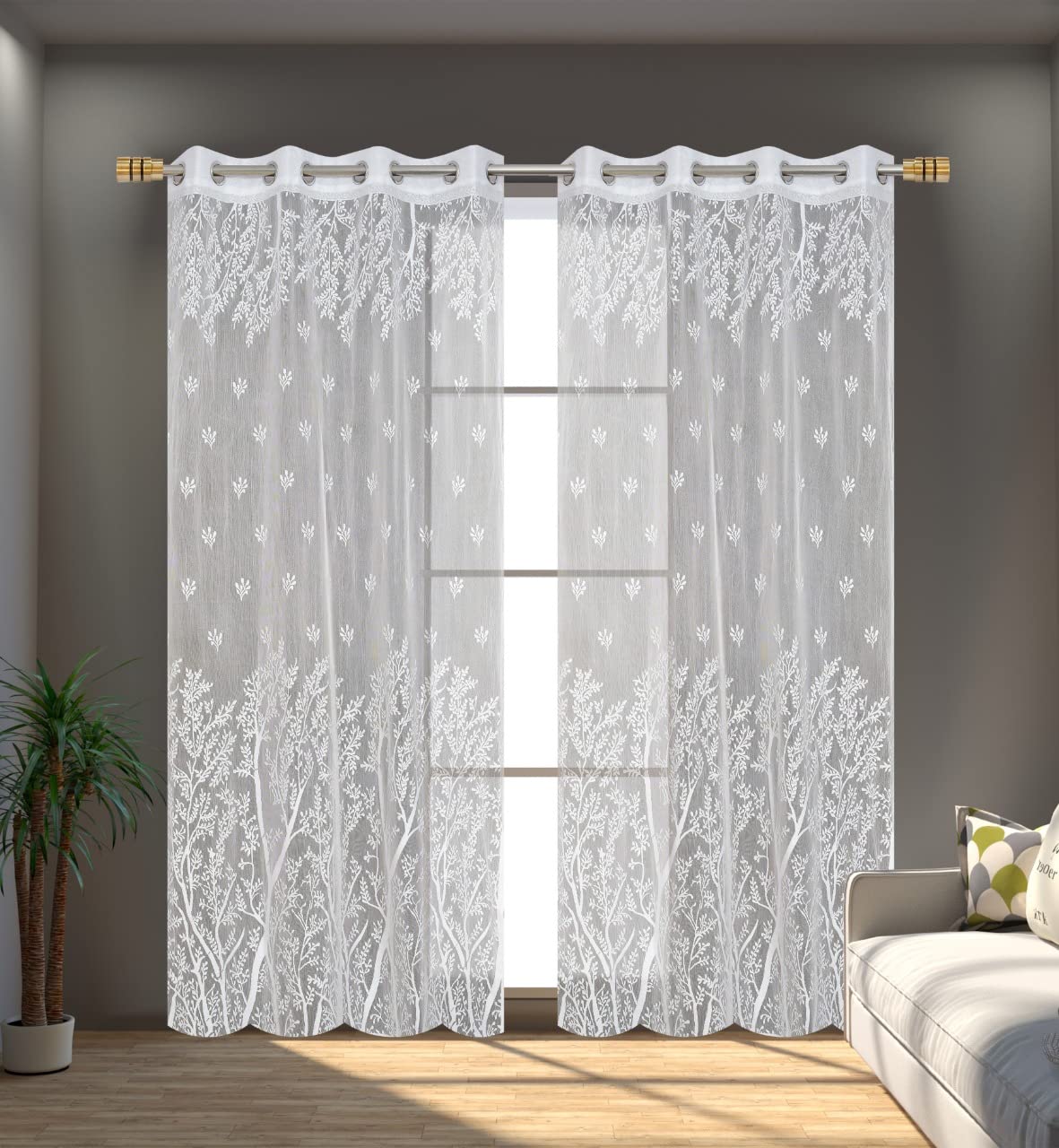 IVAZA Heavy Net Curtains - Sheer White Curtains -1