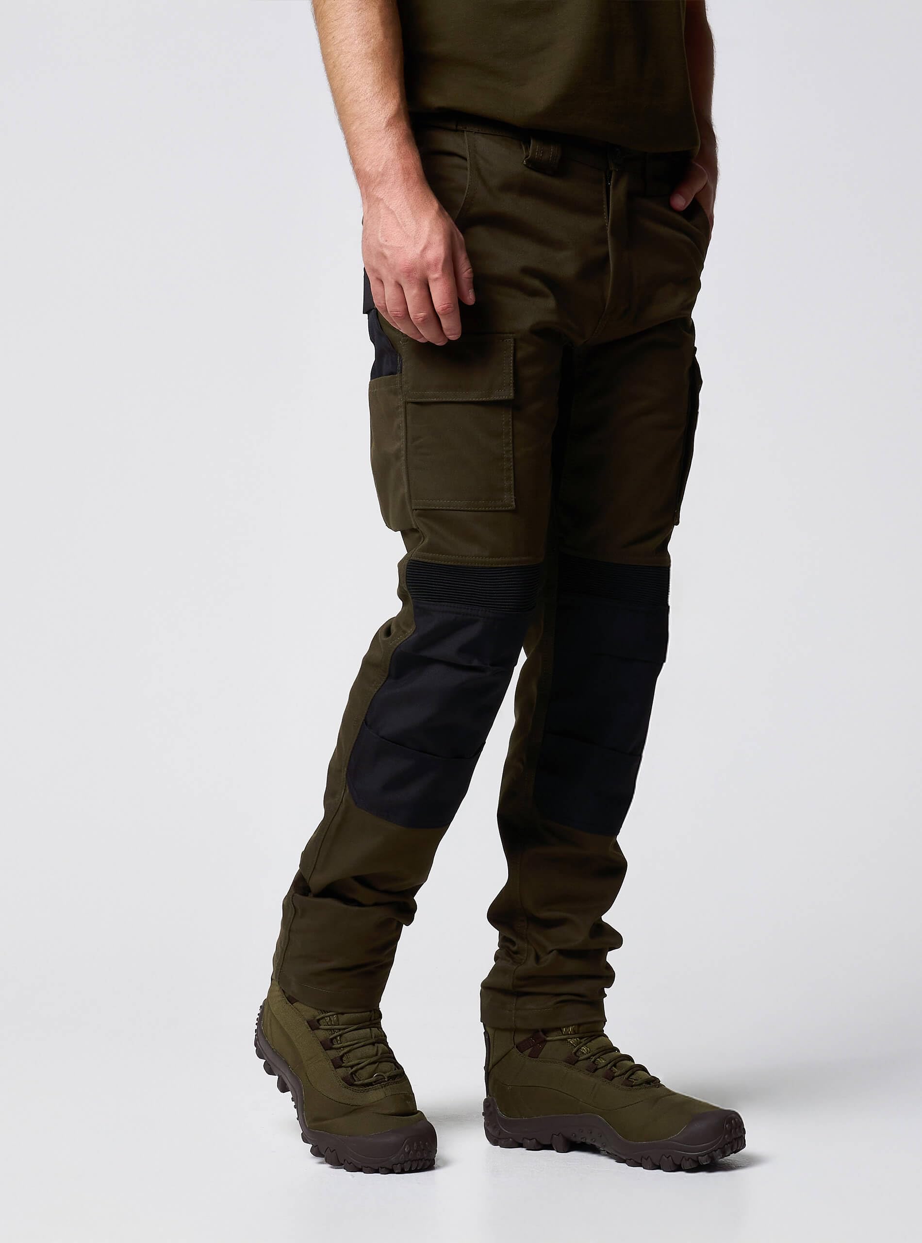 JACK PYKE Pantaloni tecnici da lavoro da uomo, resistenti, in policotone, con ginocchia rinforzate, pannelli elasticizzati e tasche per attrezzi, pantaloni cargo per agricoltura, edilizia, verde