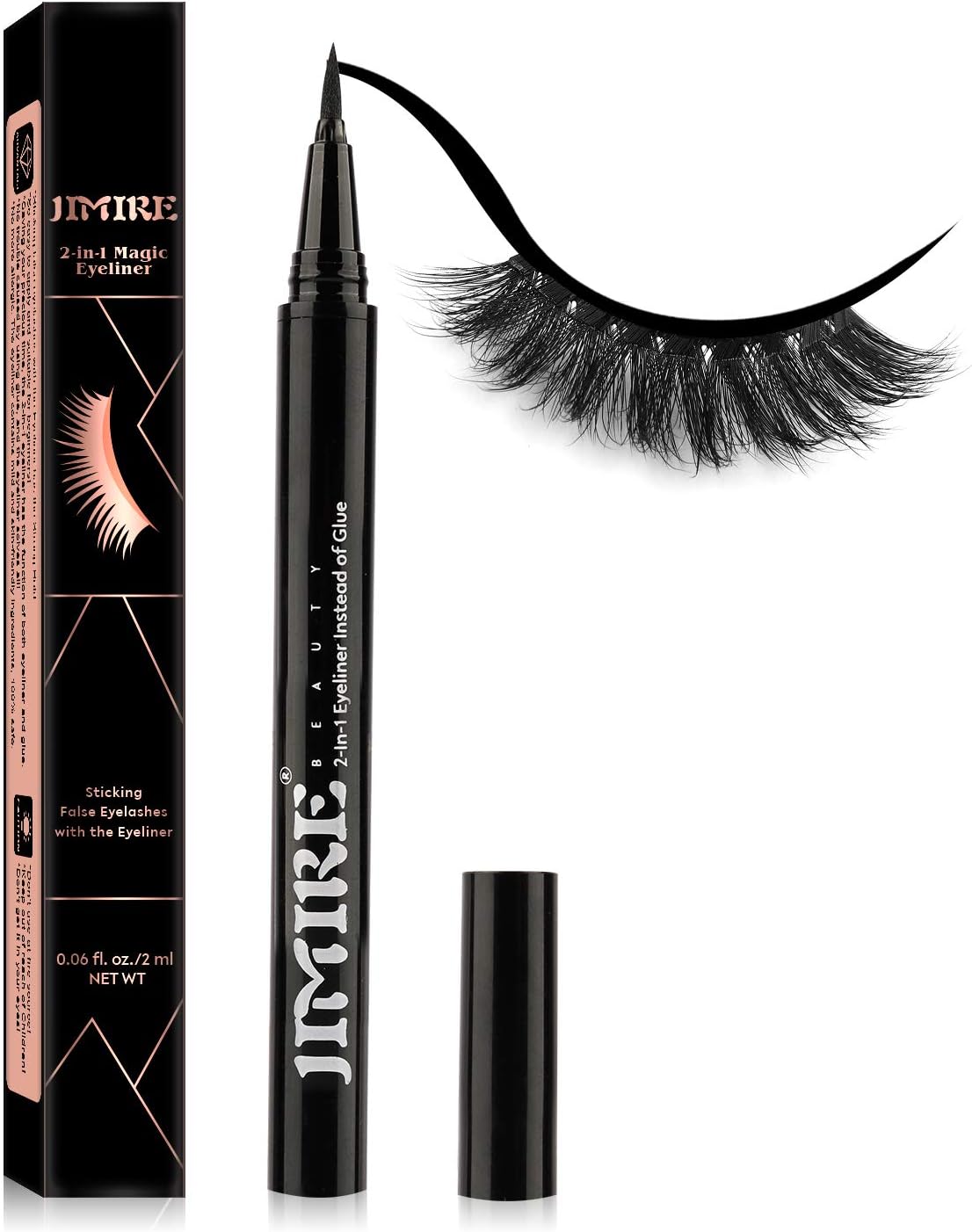 2-in-1 Eyeliner Instead of Glue, Magic Eyeliner | Extra Strong Hold for False Eyelashes | No Magnet & No Glue Needed | Only for 20’s to Apply Lashes