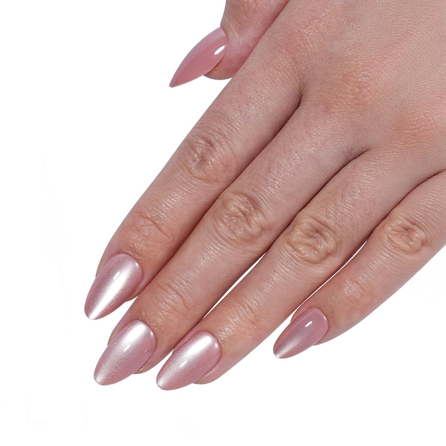 Nude Chrome Cat Eye Press on Nails - Reusable Nail Kit