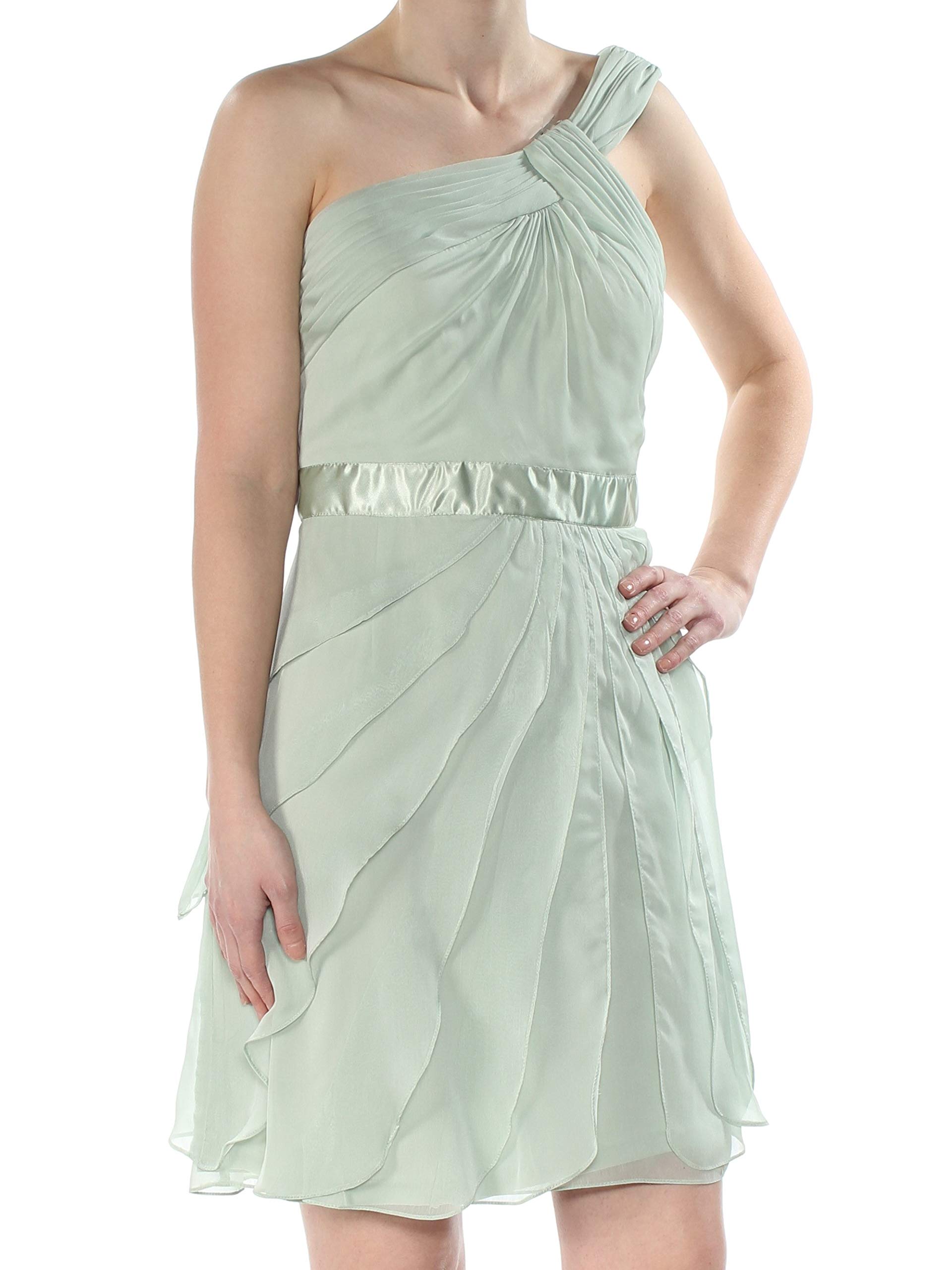 Adrianna Papell Women's One Shoulder Irri Chiffon Short Tiered (Bridesmaid)