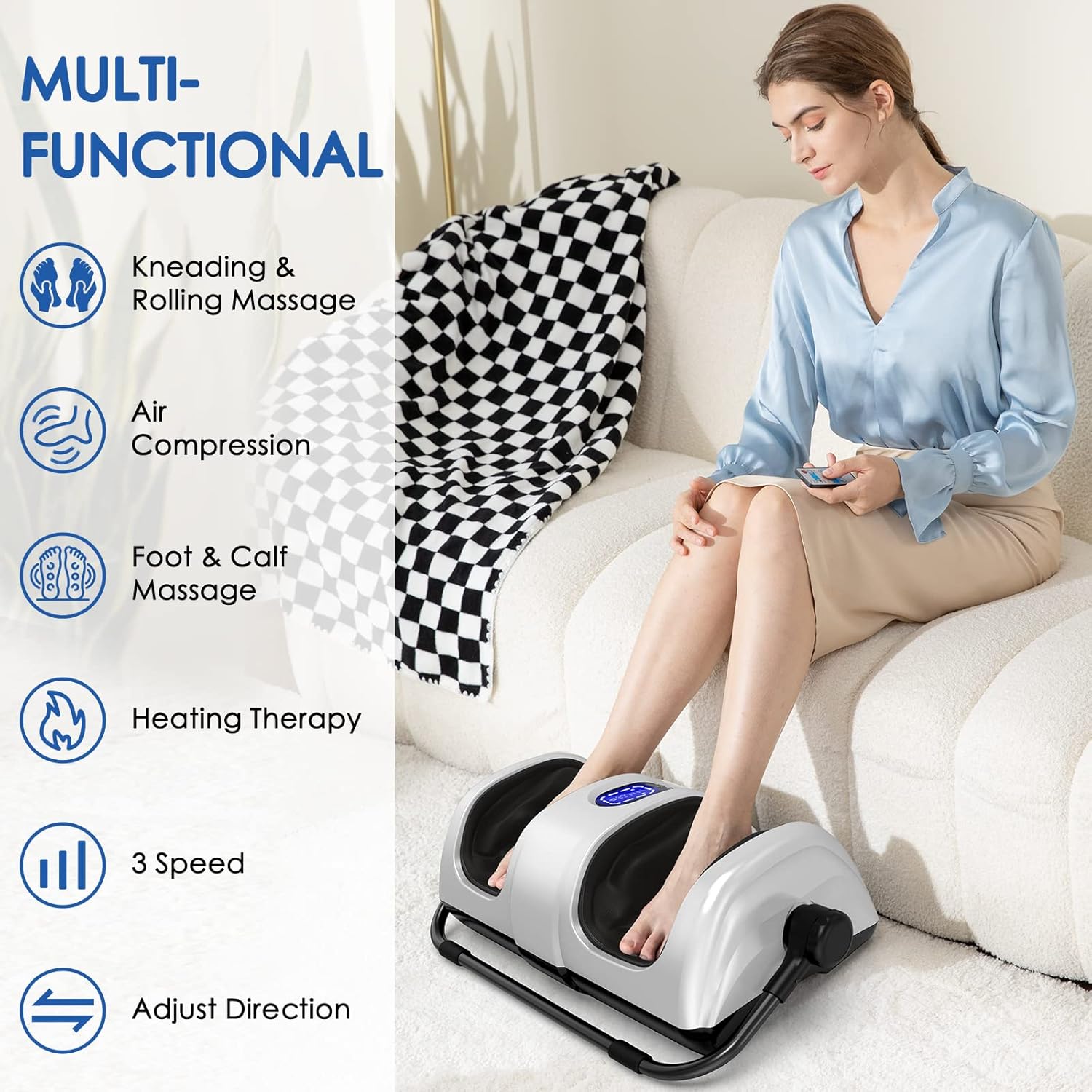 TWT Foot Massager Machine Shiatsu Foot and Calf Massager with Heat 3D Deep Tissue Massage for Calf Leg Ankle, Electric Feet Massager for Pain Relief Increases Blood Flow Circulation : Health & Household