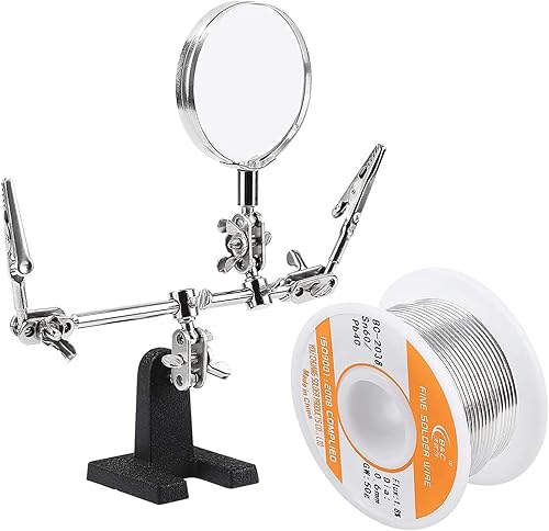 WYCTIN Mano de ayuda con lupa Bono 60-40 Alambre de soldadura de núcleo de colofonia de plomo de estaño para soldadura eléctrica