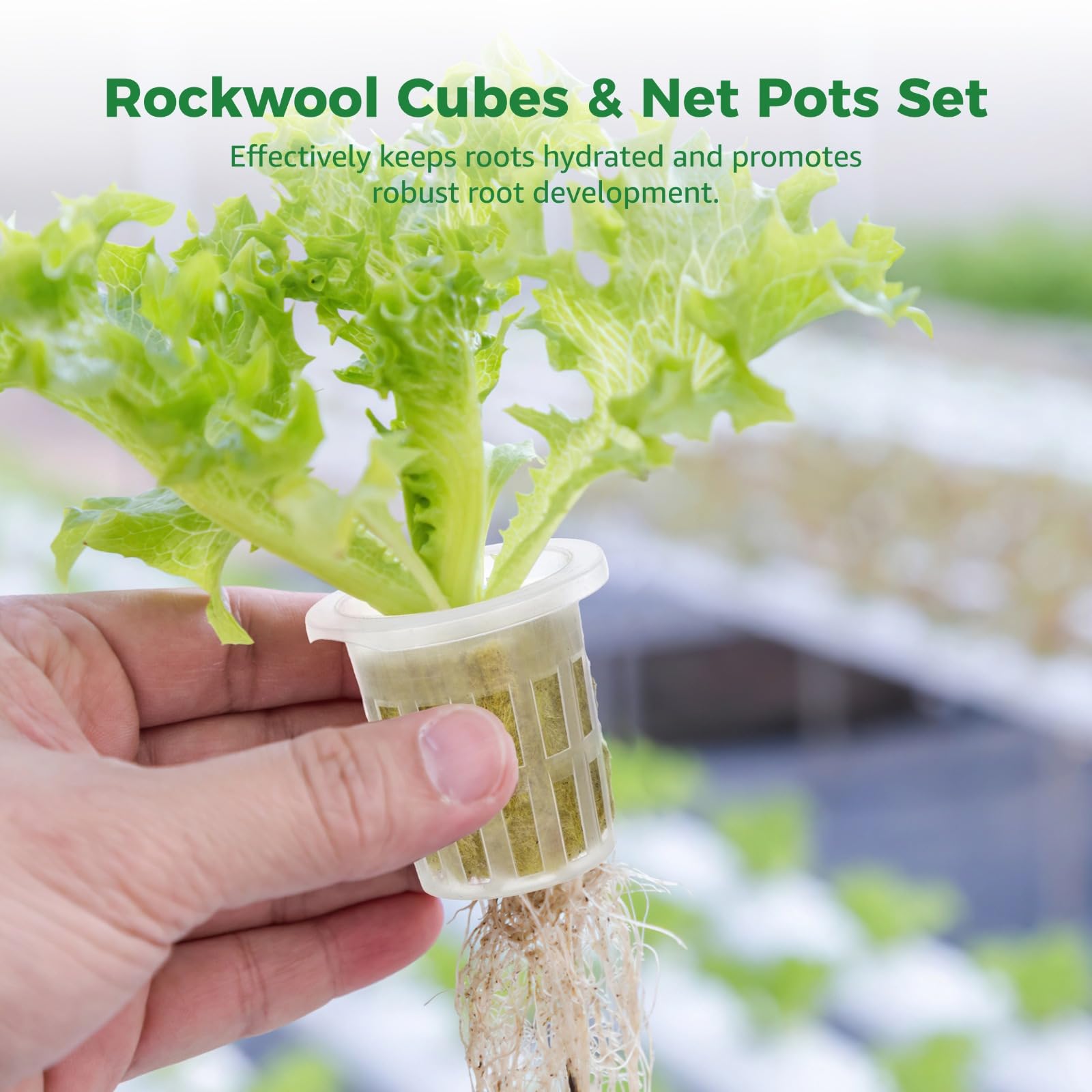 72 Cubes de Laine de Roche et Pots Filet, kit de démarrage hydroponique, Bouchons stonewool avec Godets, rétention d'eau Efficace, Germination Rapide pour semis, boutures et Croissance des Plants