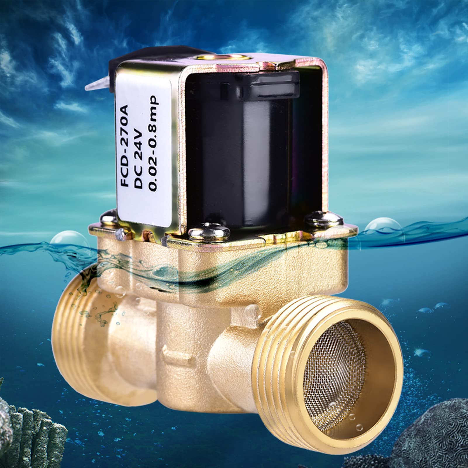 Artillery Electrovanne, 3/4" DC 24V Normalement Fermé En Laiton Électrique Electrovanne pour Le Contrôle de L'eau Vannes de Commutation de Débit pour Le Contrôle de L'eau, Vanne solénoïde d'eau