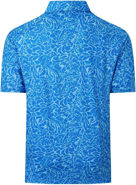 Mens Golf Shirts Short Sleeve Dry Fit Printed Polo