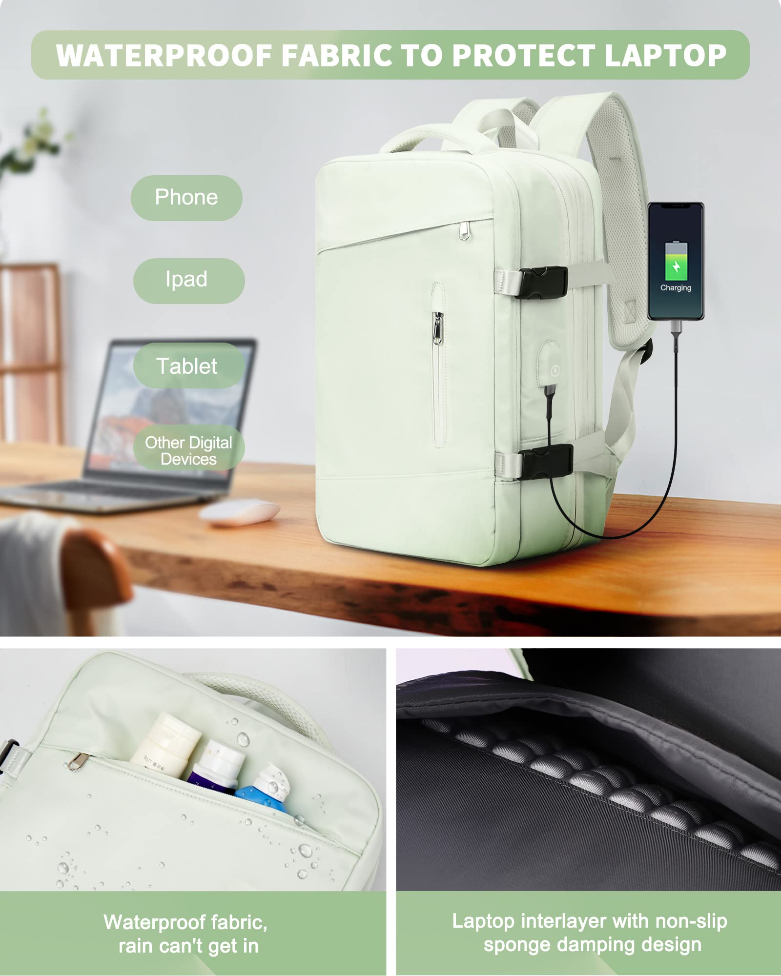 SZLX Borse da Cabina per Easyjet 45x36x20 Zaino da Viaggio aereo Bagaglio a Mano Zaino Ryanair 40x20x25 con porta USB zaino Borsa da Viaggio Impermeabile donna zaino per Computer Casual Daypack