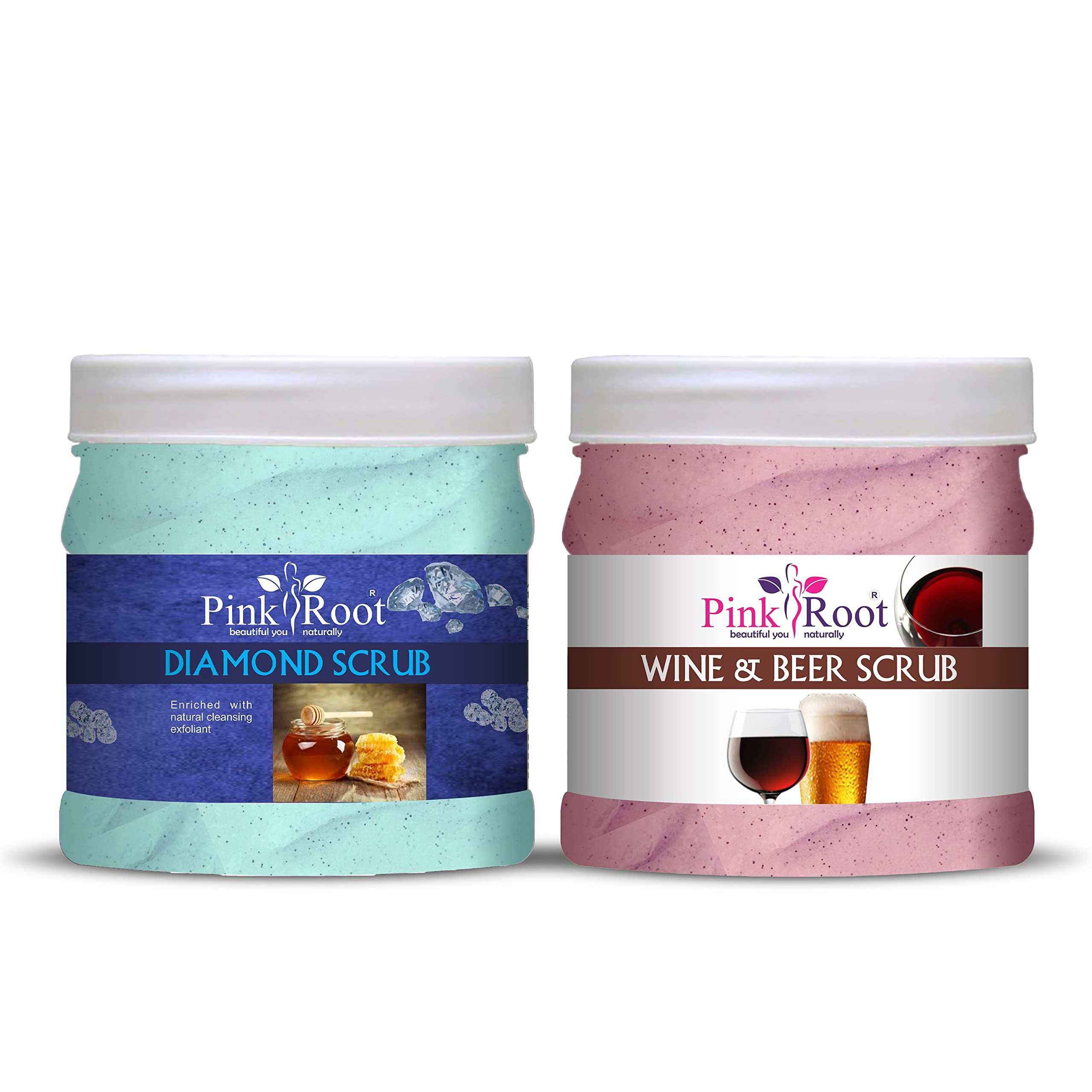 Pink Root Diamond Scrub 500gm with Wine & Beer Scrub 500gm-image-2