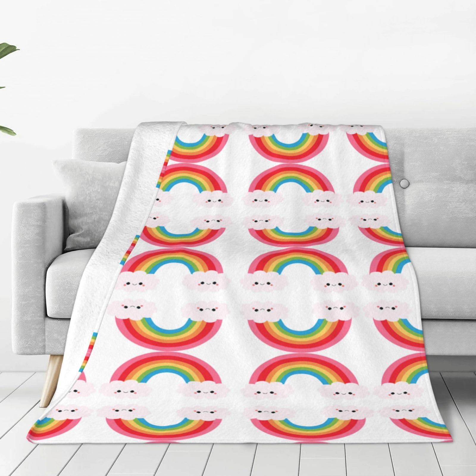 Couverture polaire arc-en-ciel en flanelle douce pour des soirées cocooning salon