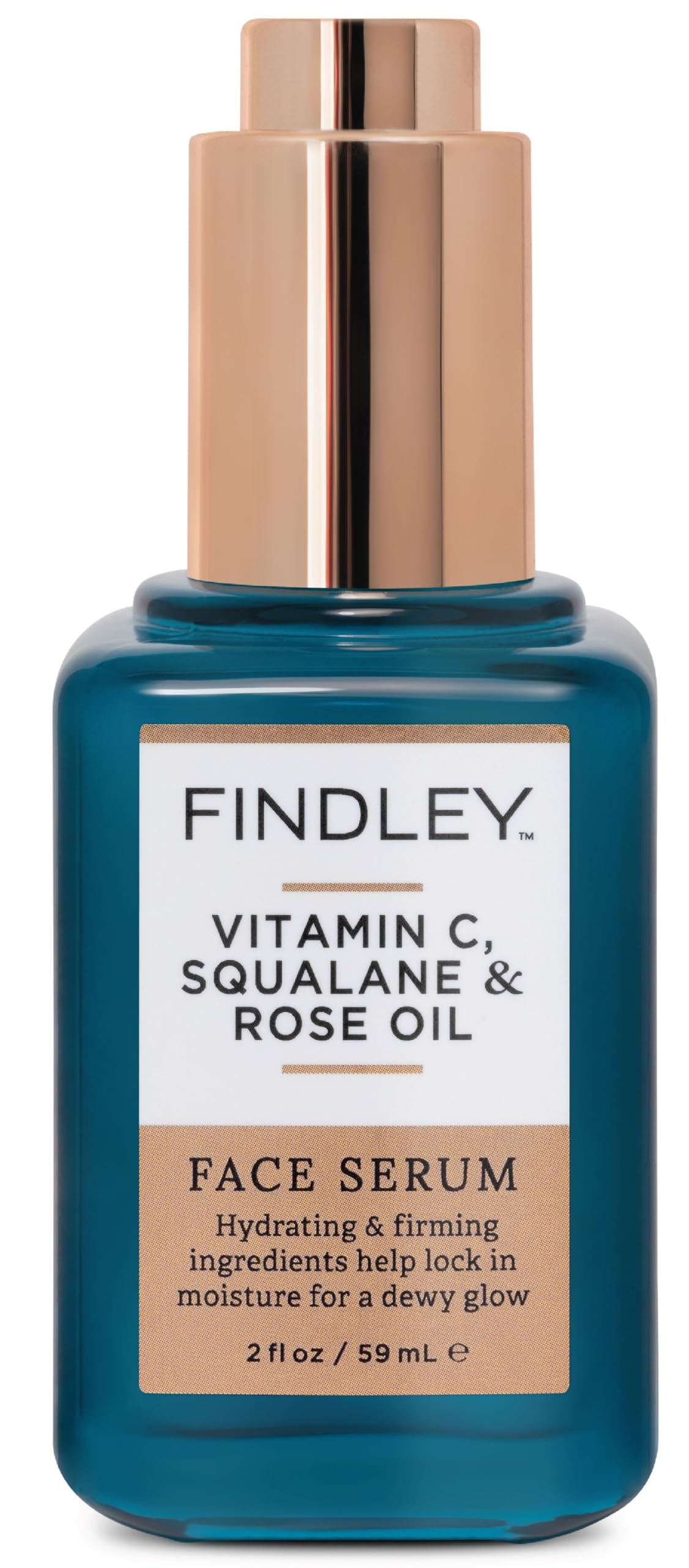 Findley Face Serum with Vitamin C, Squalane and Rose Oil - Hydrating & Firming Serum for Dewy Glow | Reduces Fine Lines, Wrinkles, and Signs of Aging | Anti-Aging and Revitalizing Skincare (2 Fl Oz)