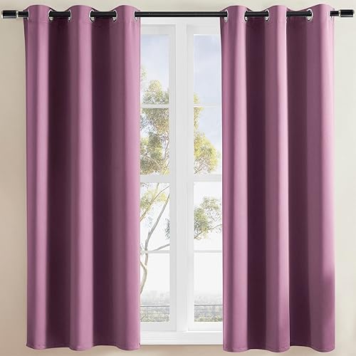 Rutterllow Blackout Curtains for Bedroom, Thermal Insulated Room Darkening Curtains 2 Panels for Living Room, Grommet Top (38W X 45L Inch, Fuchsia)