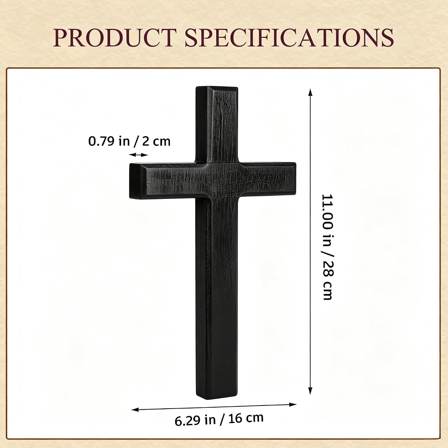Wooden Cross for Wall 11", Hanging Large Cross for Halloween, Thanksgiving
