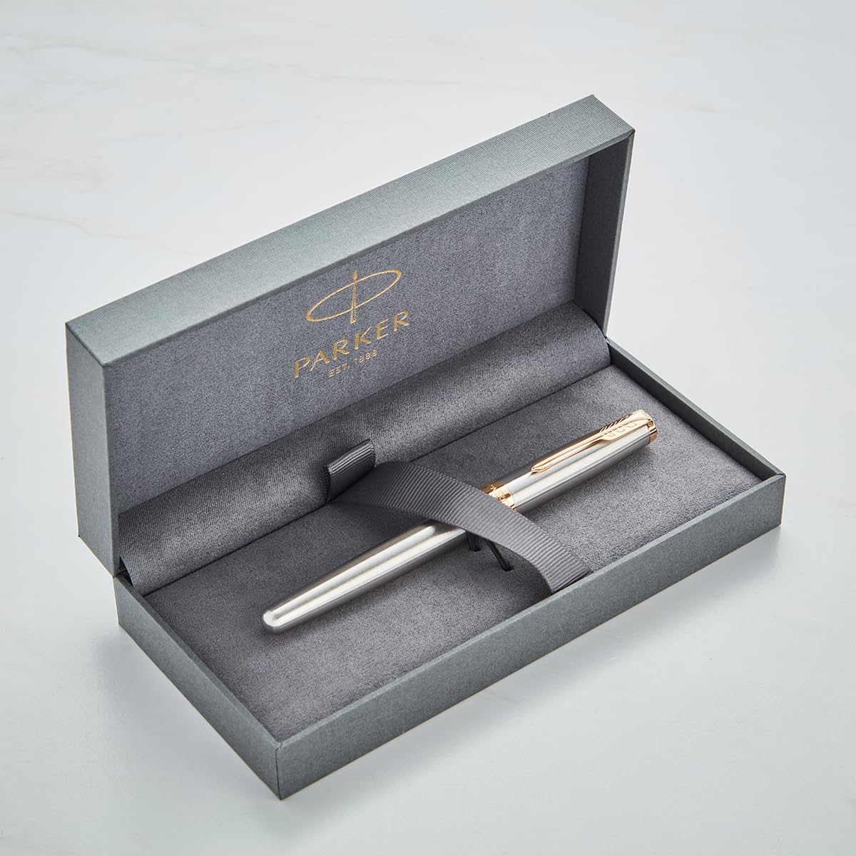 Personalised Parker Sonnet Pen with Custom Engraving - Gifts for Professionals, Graduation, Wedding, Birthday - Pen with Name/Text Customisation (Rollerball Pen, Stainless Steel Gold Trim) — image 1