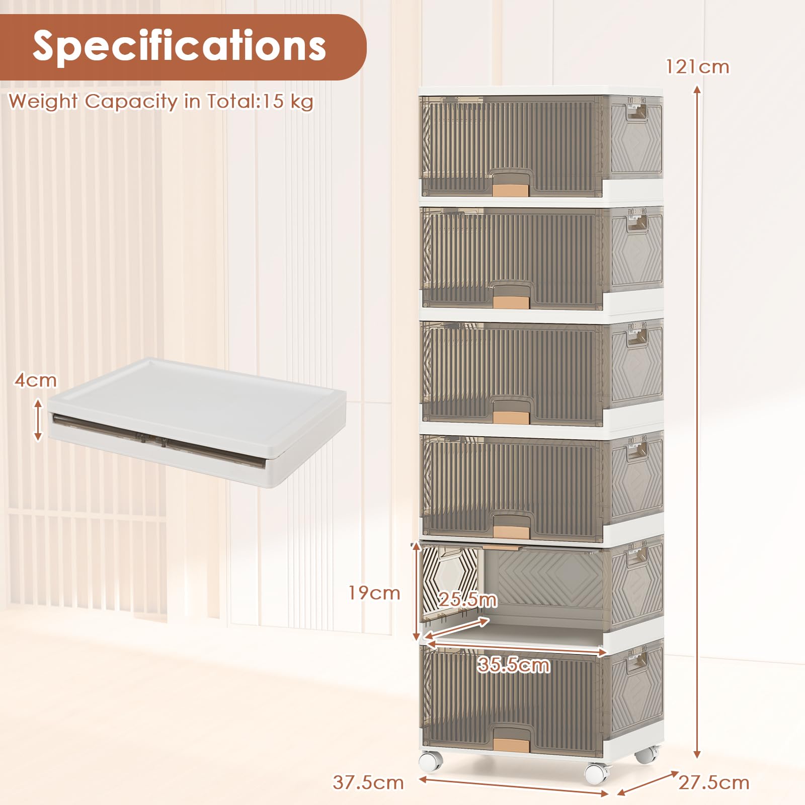 GOPLUS Armario Plegable De Gran Capacidad: Organiza Tu Hogar Con Estilo Y Sin Herramientas (159/212/265 L, 5 Cajas)