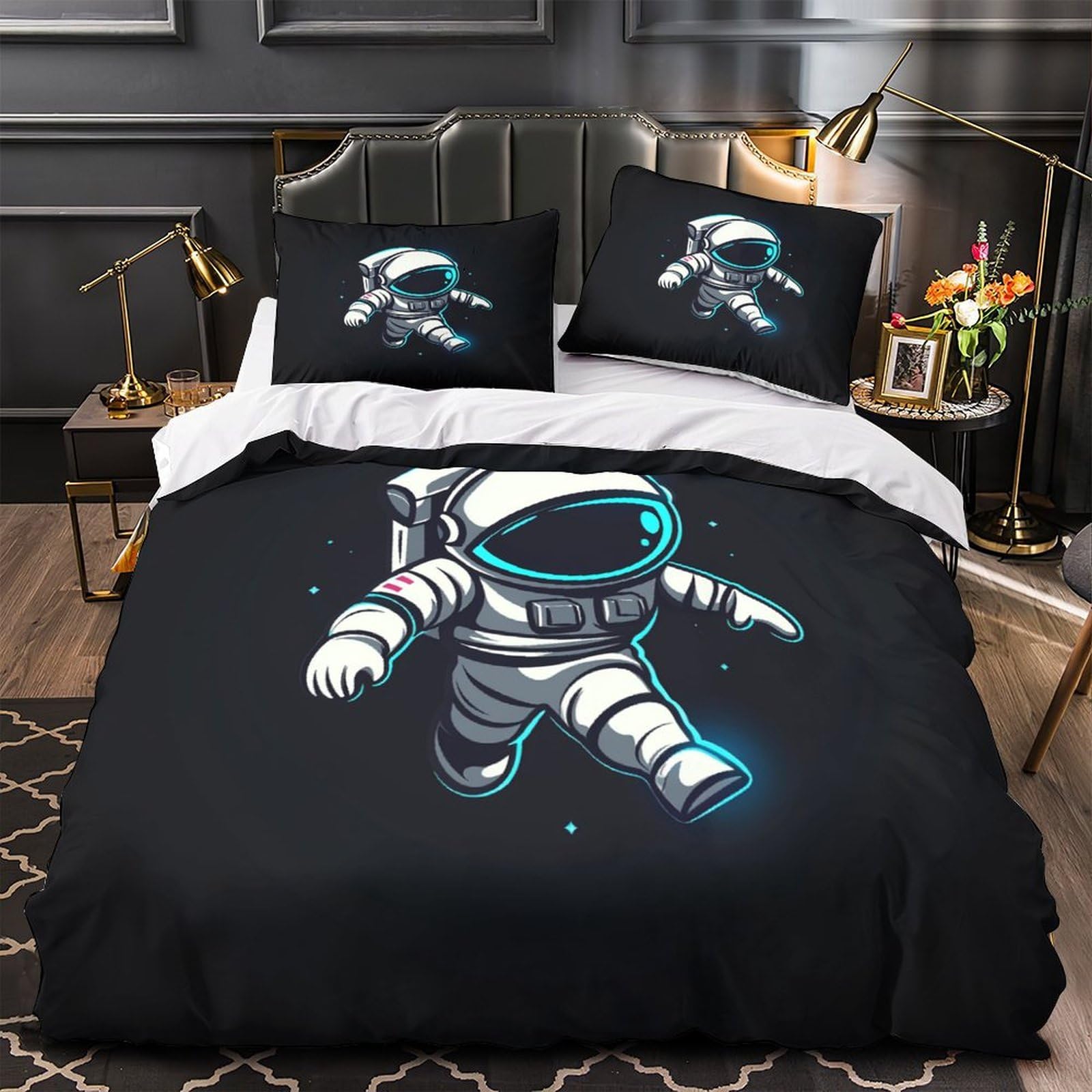 Parure de couette astronaute 3D hypoallergénique finitions haut de gamme