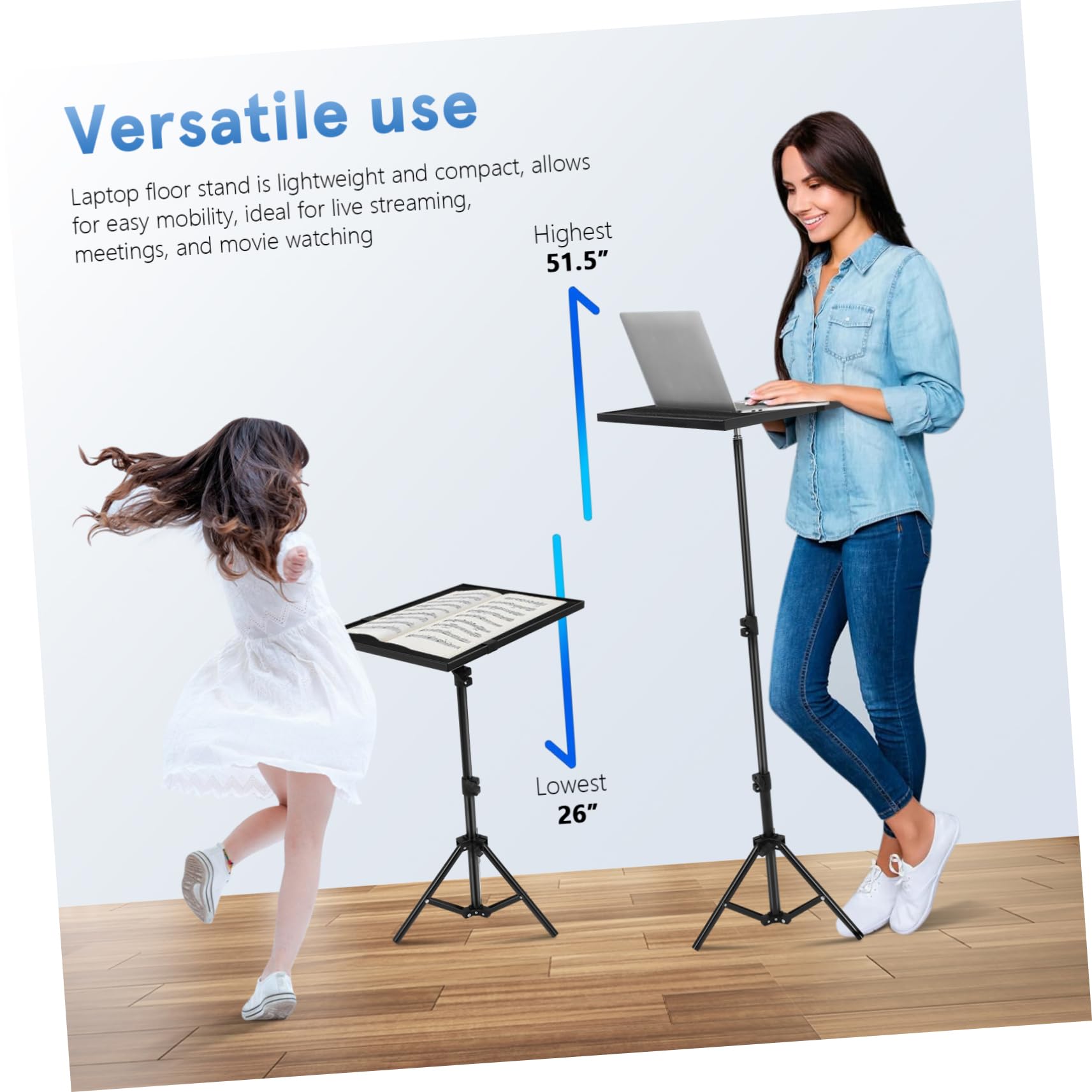 Supporto Regolabile per Proiettore da Tavolo in Metallo e Plastica per Utilizzo in Classe in Casa Altezza Max 120cm