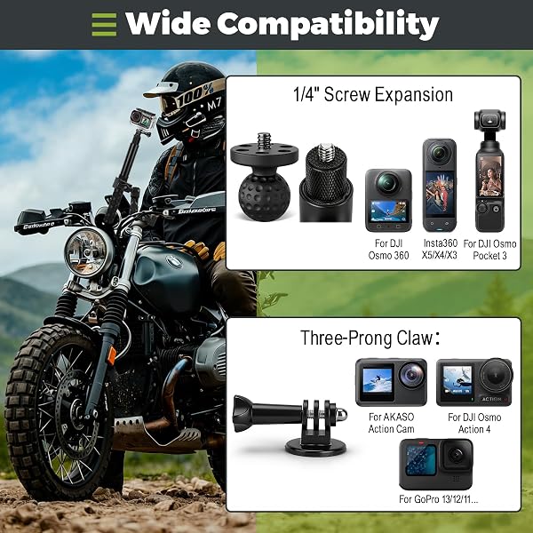 Support Moto pour Insta360 X5 X4, Kit de Montage sur Guidon de Vélo avec Perche Selfie Invisible 120cm et Double Pince Accessoire pour Insta 360 X5 X4 X3 ONE X2 GoPro Hero 13 12 DJI Osmo Pocket 3 - 4