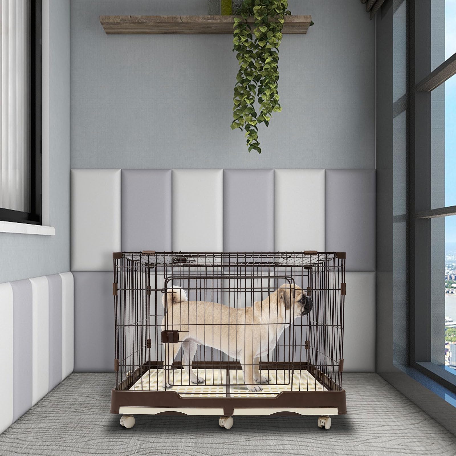 Haustierkäfig,Haustiertransporter,transportabler Haustierkäfig Kaffee Farbe Haustier Käfig Reisekoffer für Tiere - Praktischer Tiertransport