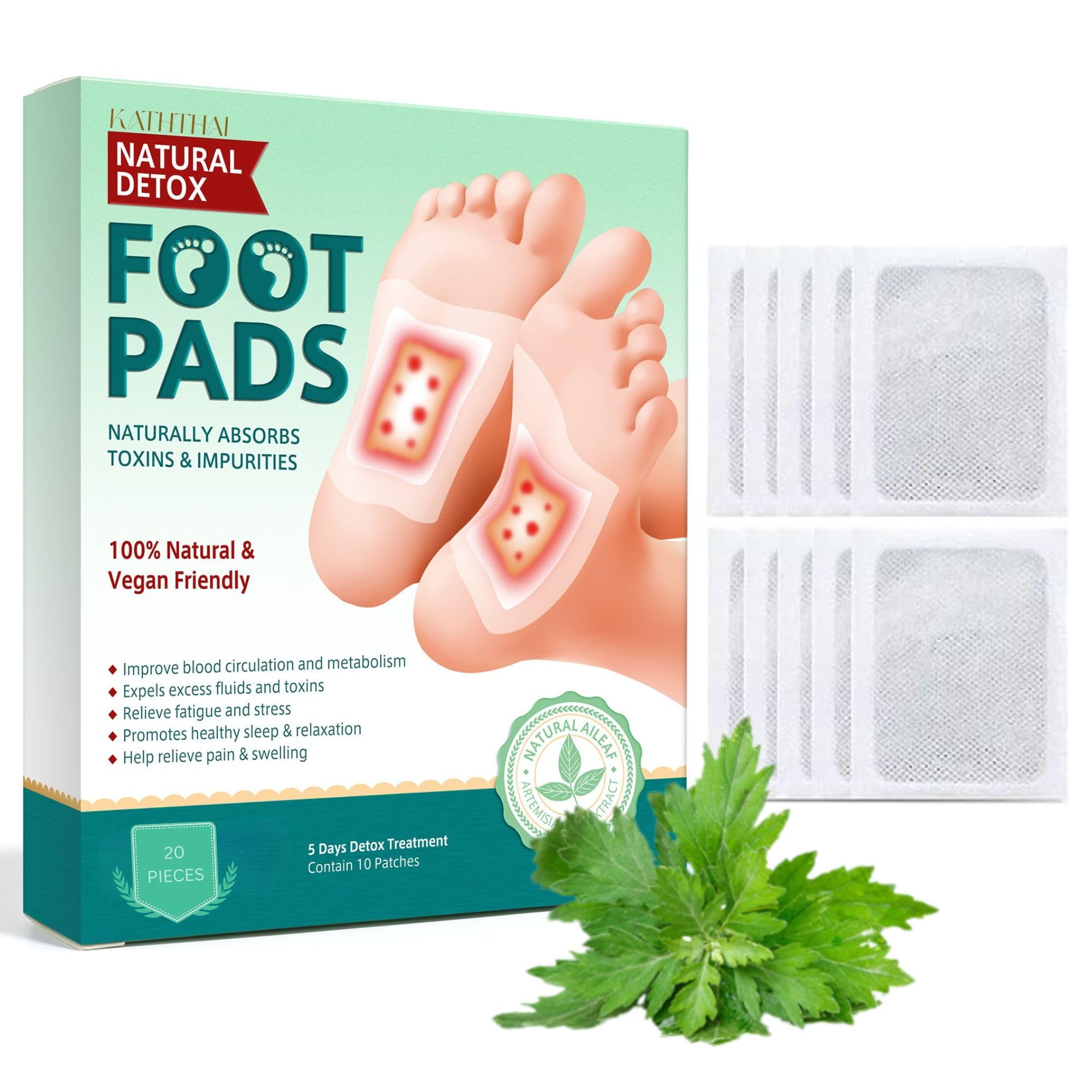 Foot patch Herbal And Gentle Ingredient (20 Pieces) Detox Foot Pads Natural Ingredients for Sleep Aid Pain Relief Toxin Removal with Bamboo Vinegar and Acupoint Micro-Massage Technology-image-41
