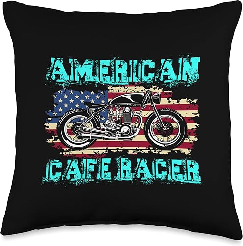 American Cafe Racer Biker Men Women Adult Teens Boys Girls Throw Pillow, 16x16, Multicolor