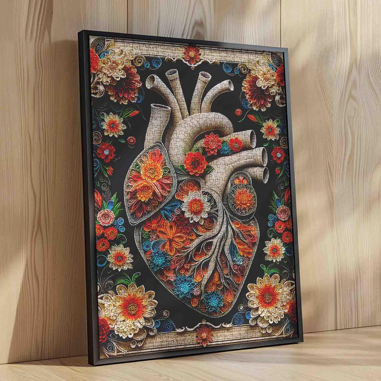 Heart Human Organs Jigsaw Puzzles 1000 Pieces for Adults Organs Anatomy Flower Plants Entertainment Toys Birthday Party Toy for Men Women Wall Decor 19.7 x 27.6 Inch