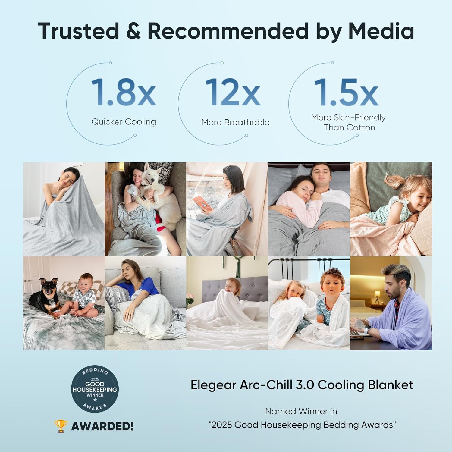 Elegear Revolutionary Cooling Blanket Throw Absorbs Heat to Keep Body Cool for Night Sweats, Arc-Chill 3.0 Cool Fiber Q-Max>0.5 for Hot Sleepers, Lightweight Summer Cold Blankets for Sleeping, Purple - Image 5