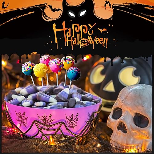 Miniatura 3 de Cuenco de plástico para dulces de Halloween, 3 unidades, para Halloween, cubeta de calabaza, cuenco de plástico para servir, cuenco para servir de