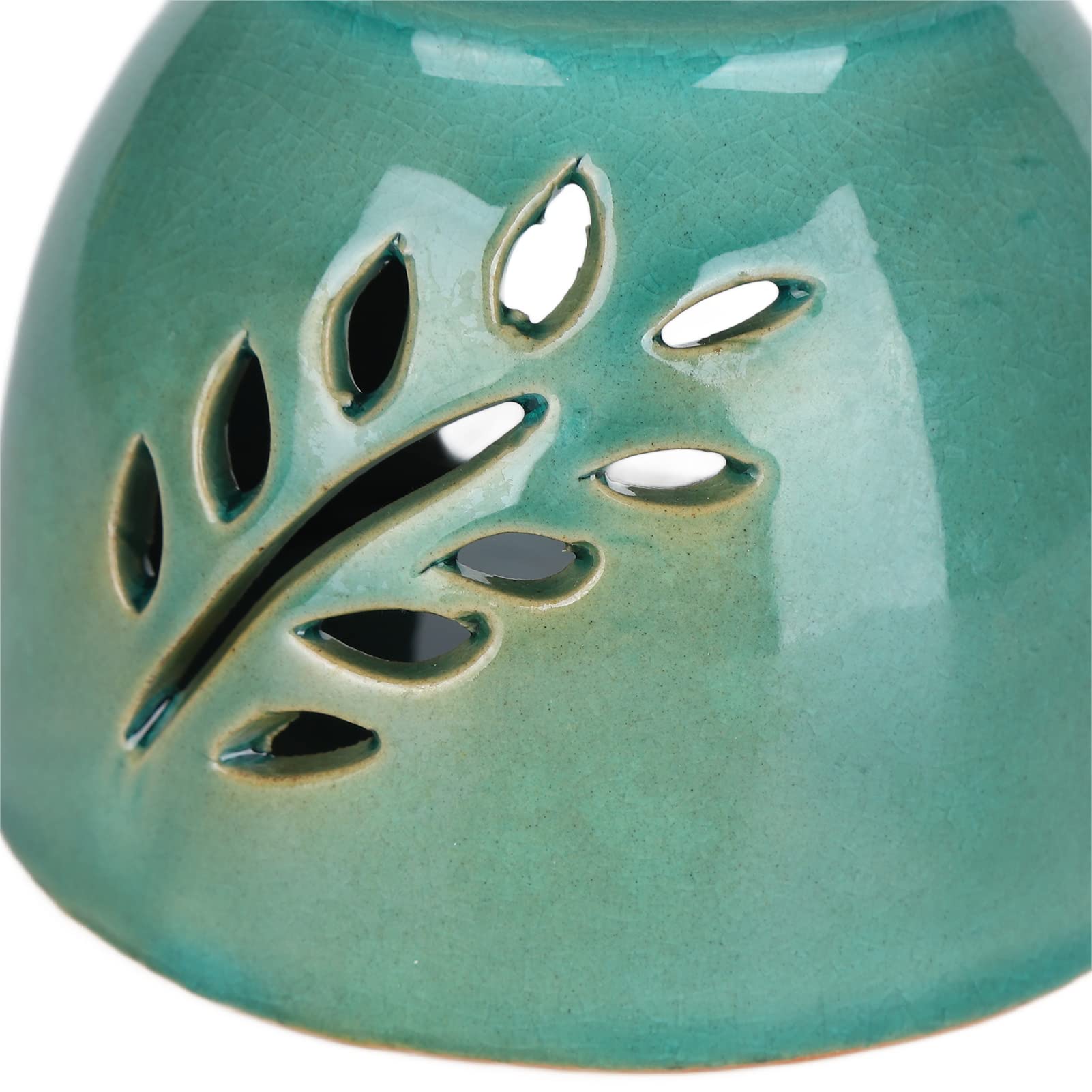 Zyyini Ceramiczny palnik olejków eterycznych, dyfuzor zapachowy aromaterapia aromaterapia wosk zapachowy palnik topiący, do domu sypialni oczyszczania powietrza, akcesoria do medytacji spa jogi (niebieski zielony 11 x 9 cm)