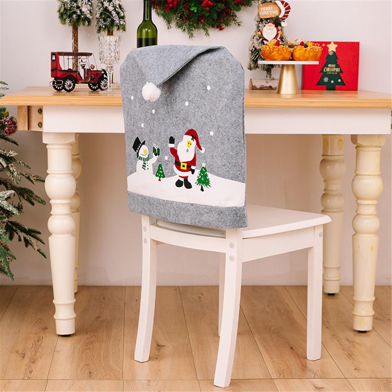 10pcs Santa Hat Chair for Christmas Decoration Soft NonWoven Fabric for Most Chairs Chair Slipcovers