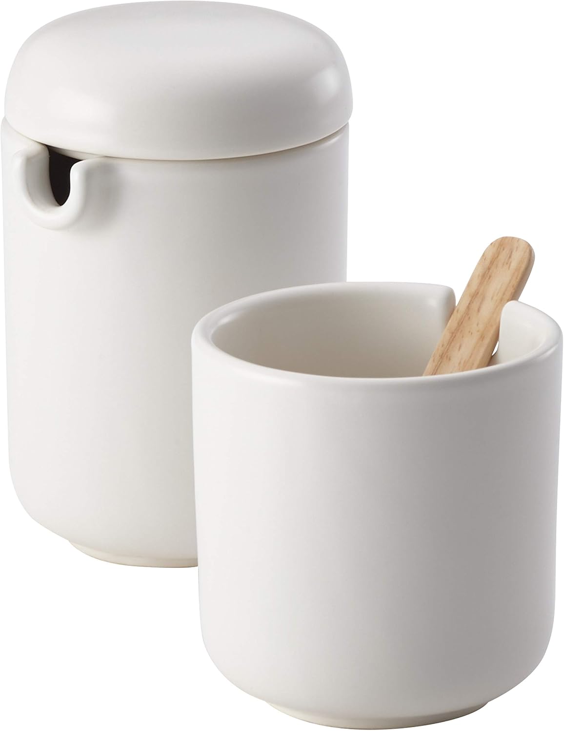 BonJour Ceramic Coffee and Tea Sugar and Creamer Set, Matte White, 2 Piece