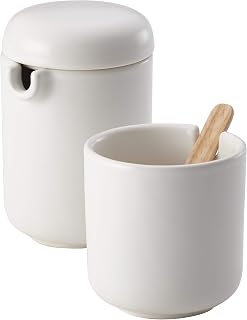 BonJour Ceramic Coffee and Tea Sugar and Creamer Set, Matte White, 2 Piece