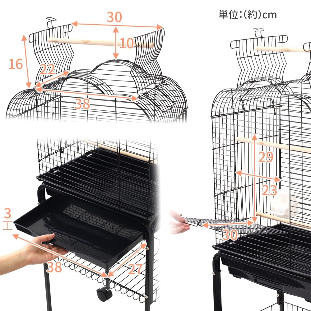 【大型鳥さん用】179.5cm眺め抜群♬ドッシリ重いバードスタンド Amazon | 鳥かご 大型【高さ140cm/スタンド付き】インコ用 広々サイズ