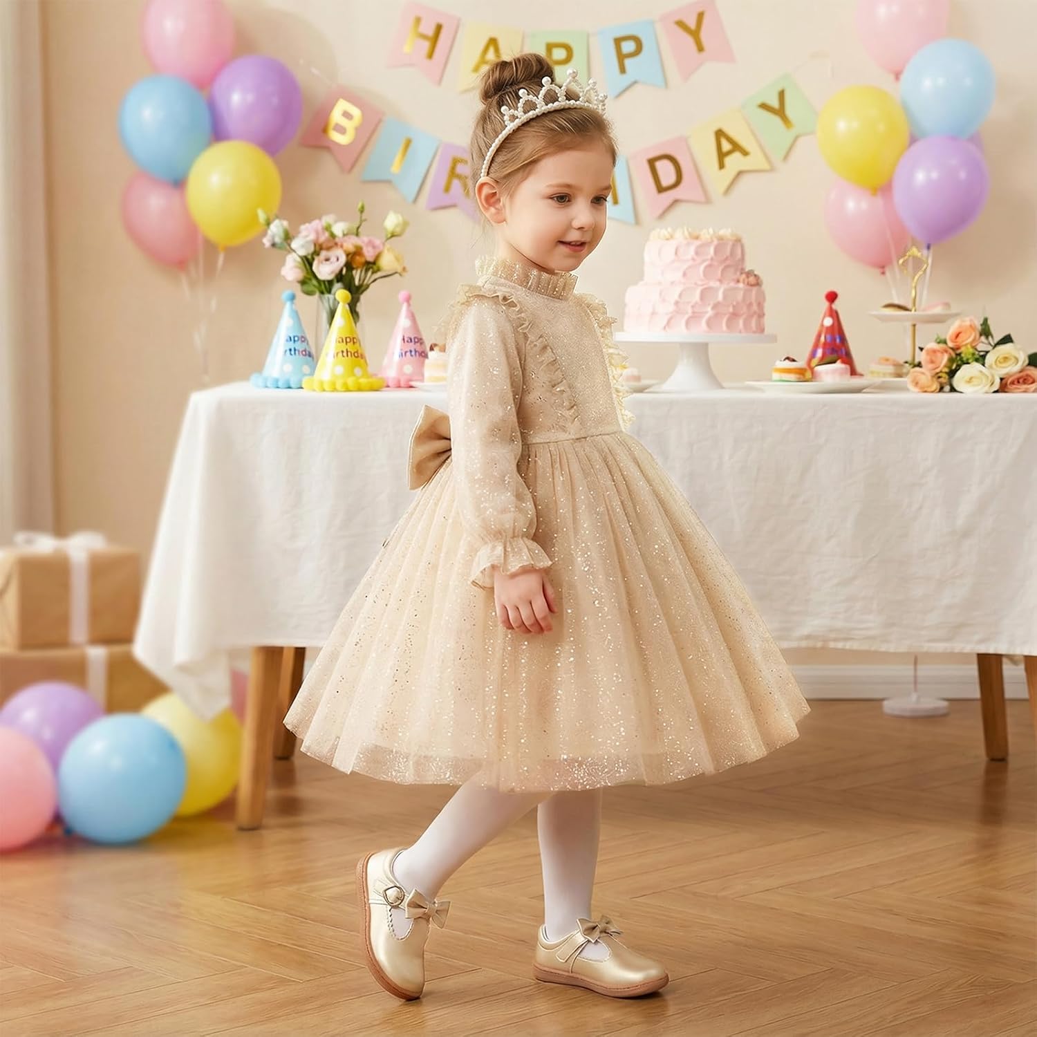 STQ Toddler Girls Dress Shoes Wide Toe Box Mary Jane Flats Zero Drop T Strap Ballet Wedding Flower Uniform School Shoe with Non-Slip - Image 9