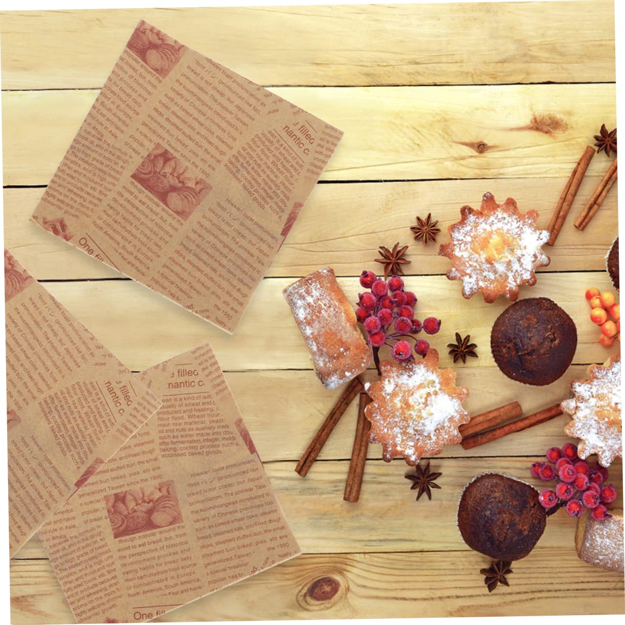LABRIMP 200 Piezas Papel para Hornear de Antiadherentes y Resistentes al Aceite para Freidoras de Aire y Horneado de Pasteles Galletas y Pan Diseño Retro