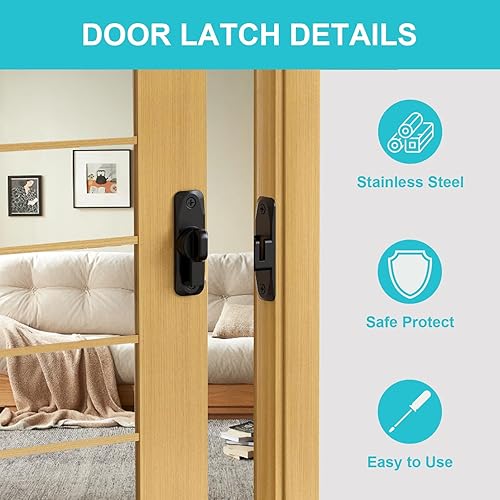 Miniatura 6 de 2 paquetes Cerraduras para puerta de granero, cierre de puerta abatible de 90180 grados, cerradura de puerta corredera de seguridad, herrajes para