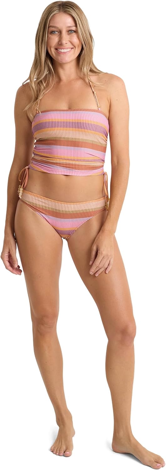 Roxy Women's Two Piece Bikini – Bandeau Top, Hipster Bottom, Quick-Dry, Removable Cups, Adjustable Straps